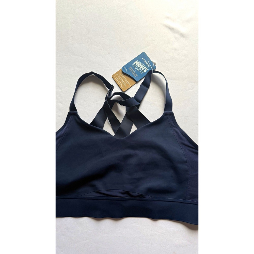 Brooks Drive Interlace Run Bra Firm Support Wireless 38DD/E Navy Hook & Eye
